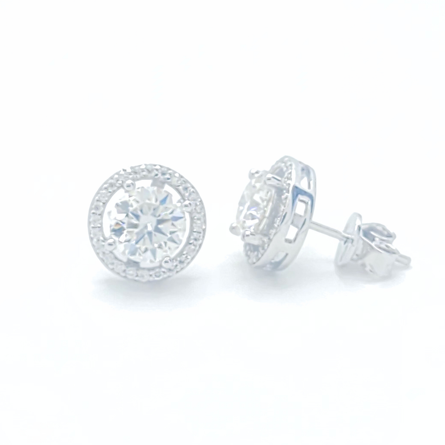 Moissanite Halo Stud Earrings