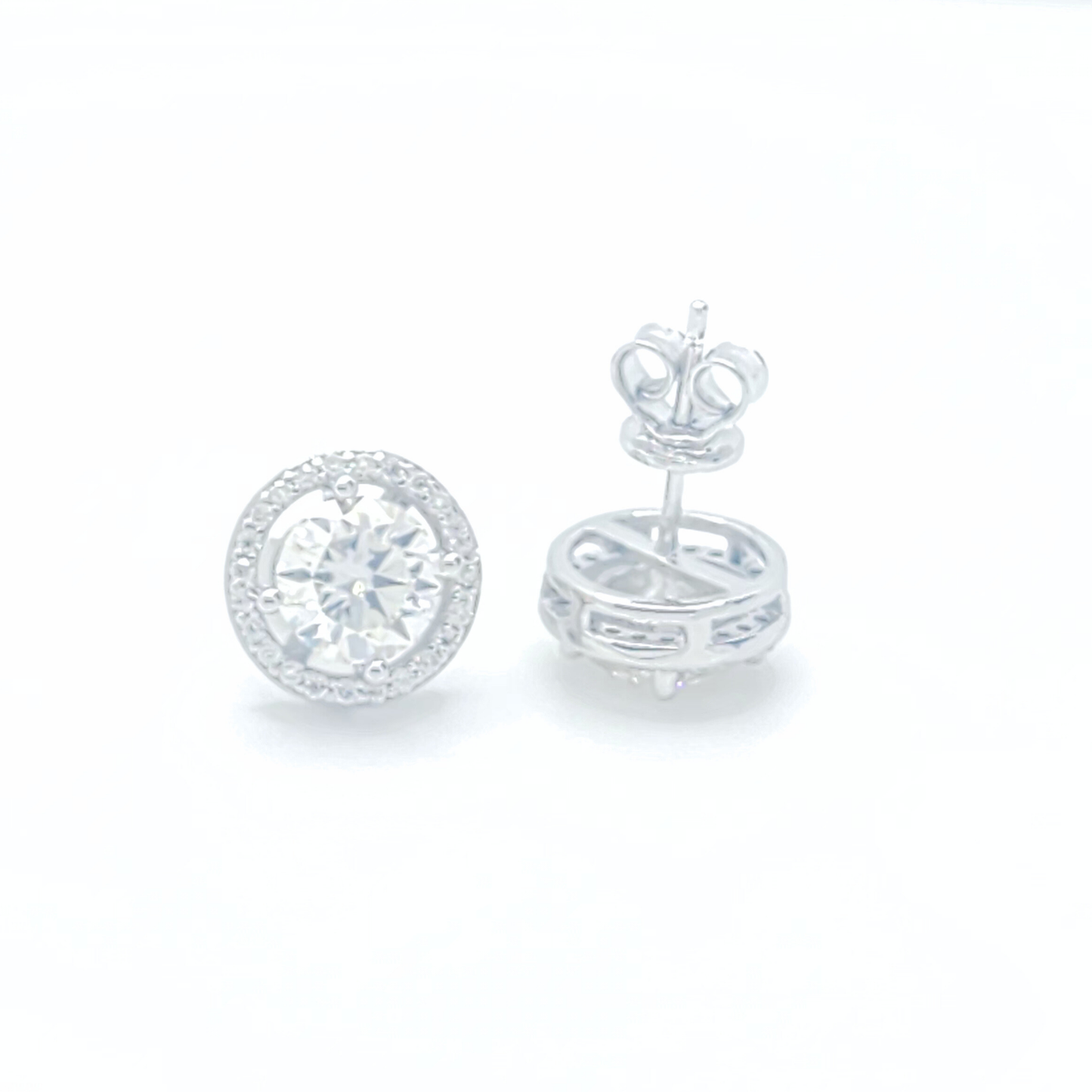 Moissanite Halo Stud Earrings