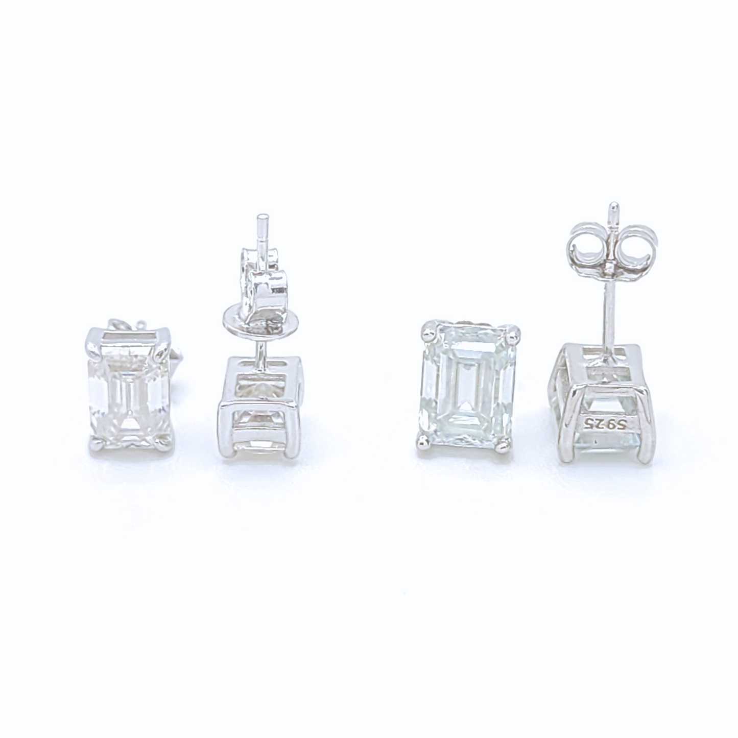 Moissanite Emrald Stud Earrings