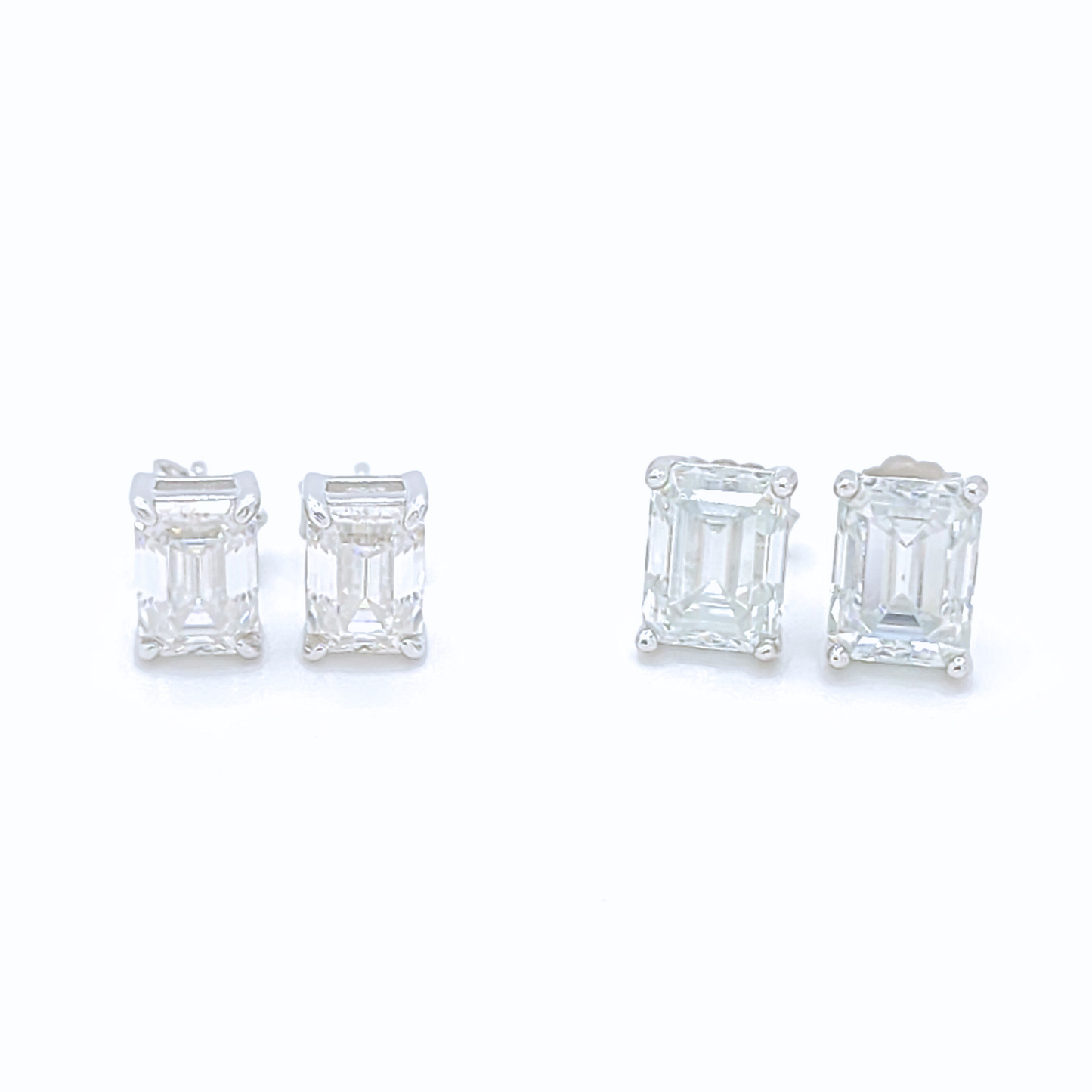 Moissanite Emrald Stud Earrings