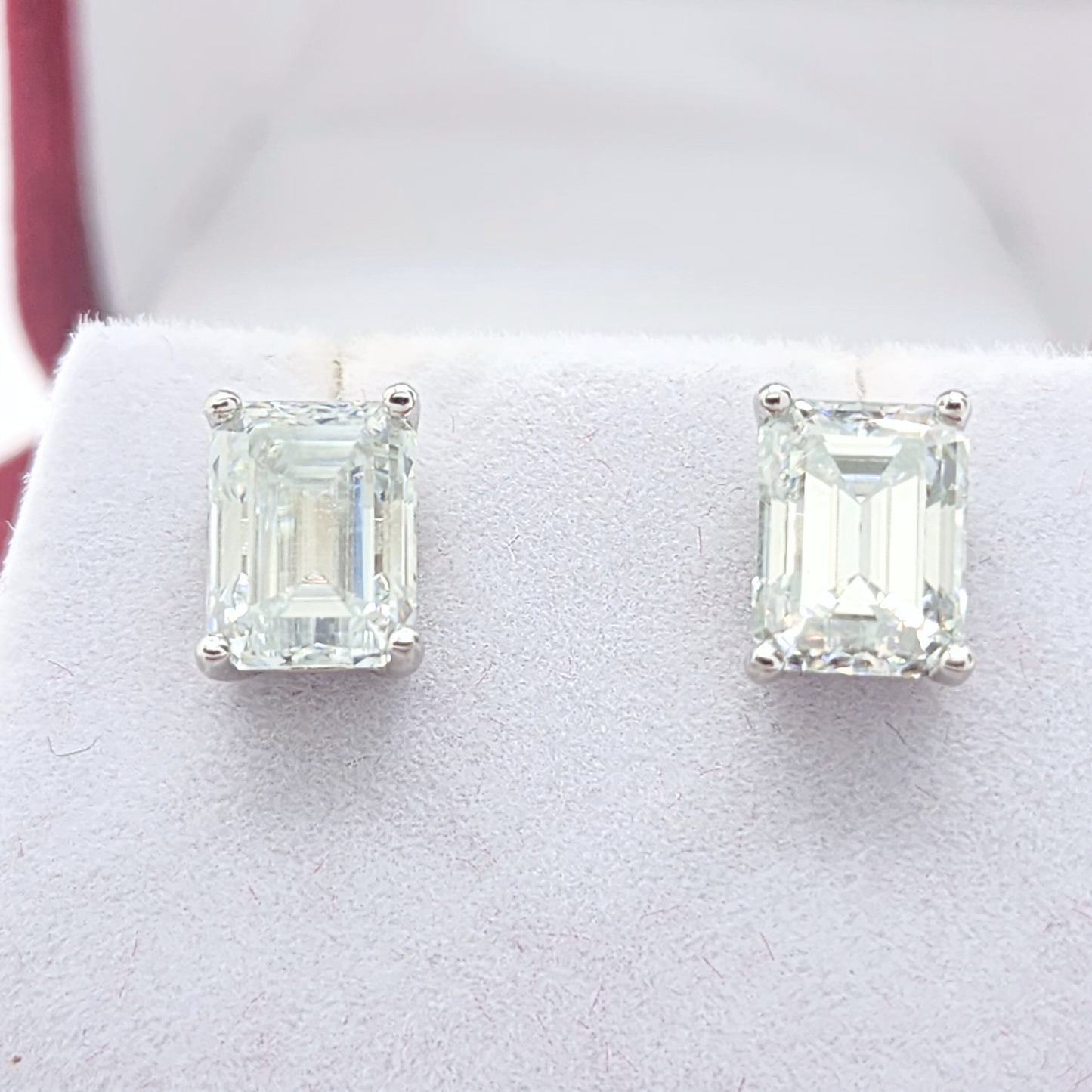 Moissanite Emrald Stud Earrings