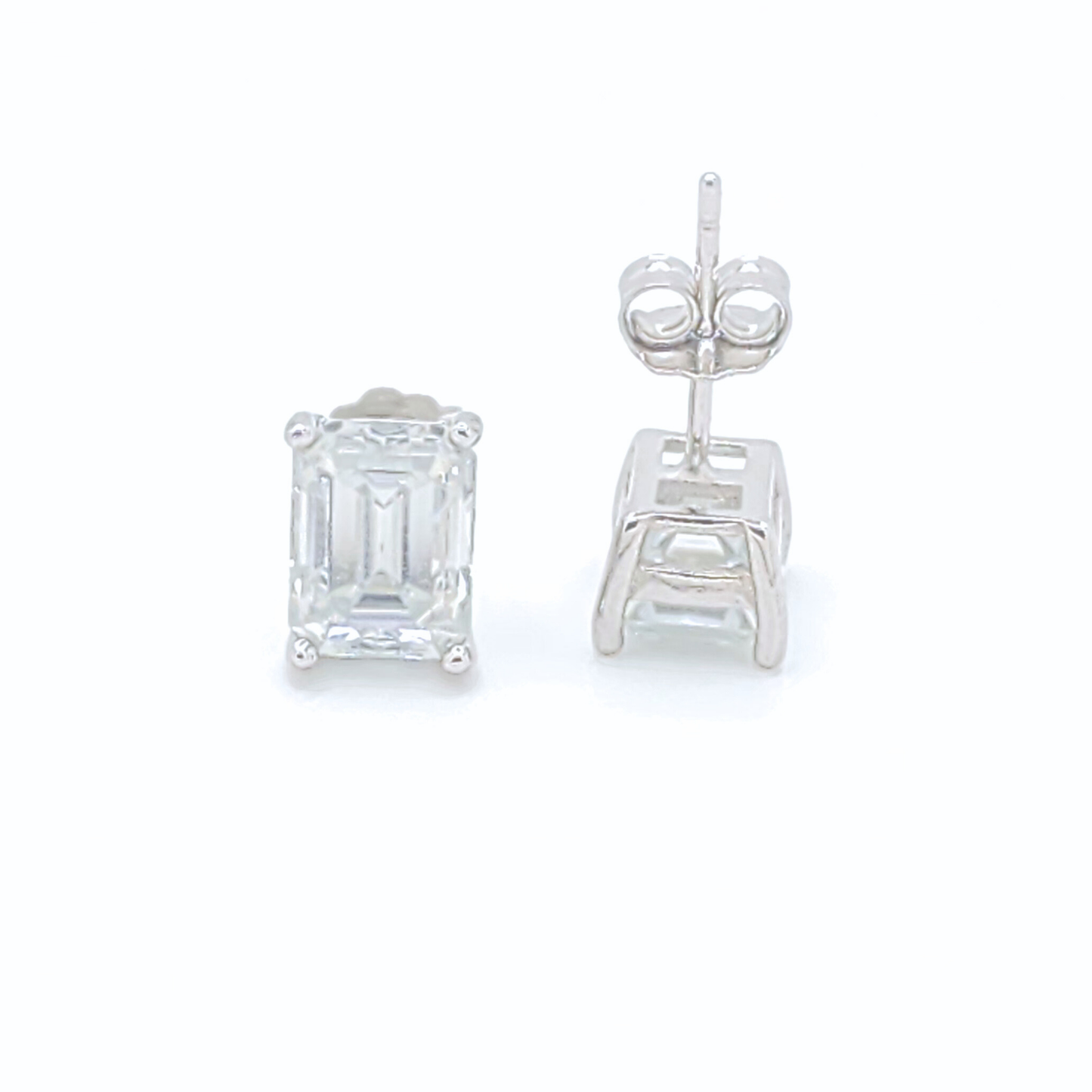 Moissanite Emrald Stud Earrings