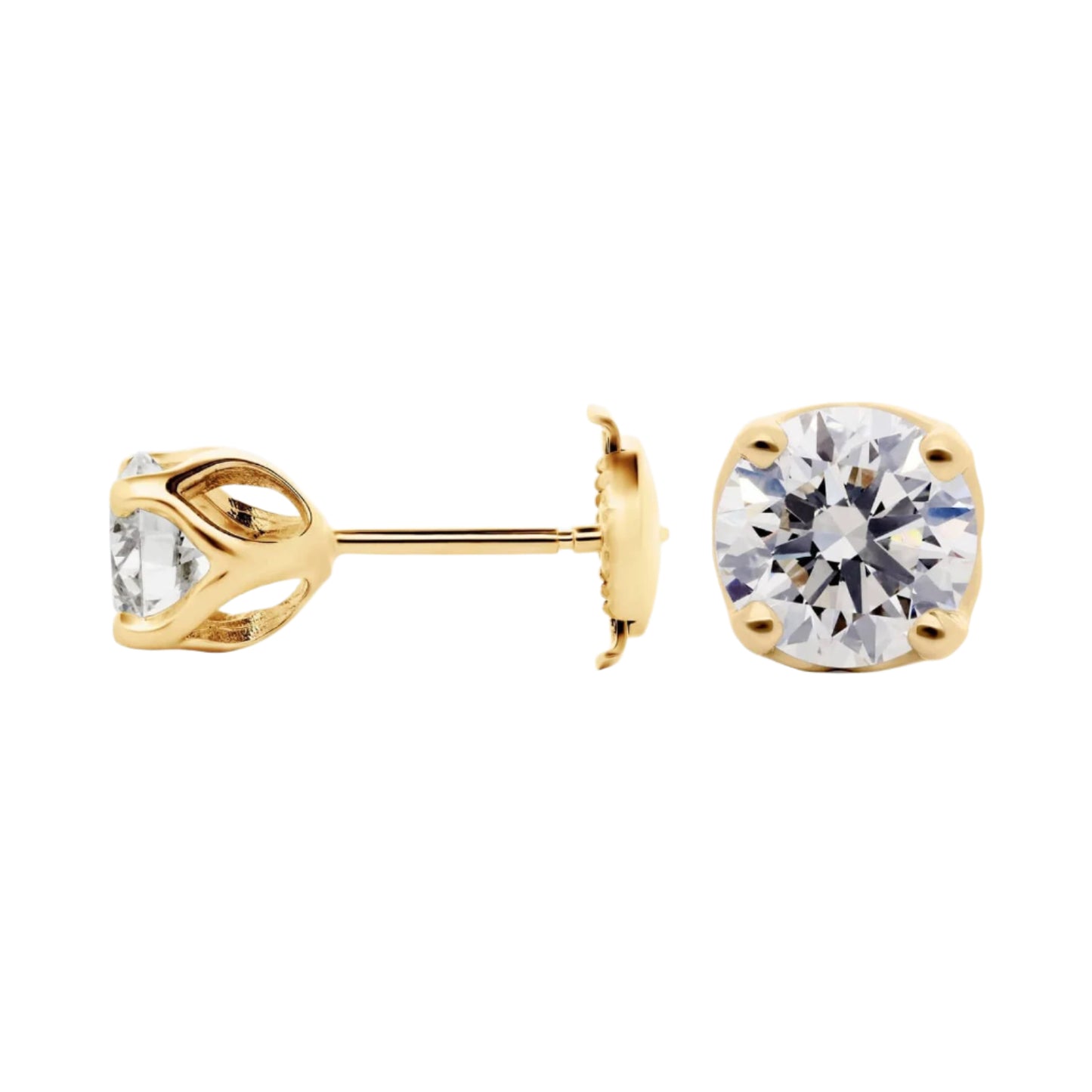 Round Cut Lab Diamond Tulip Stud Earrings 10k Gold