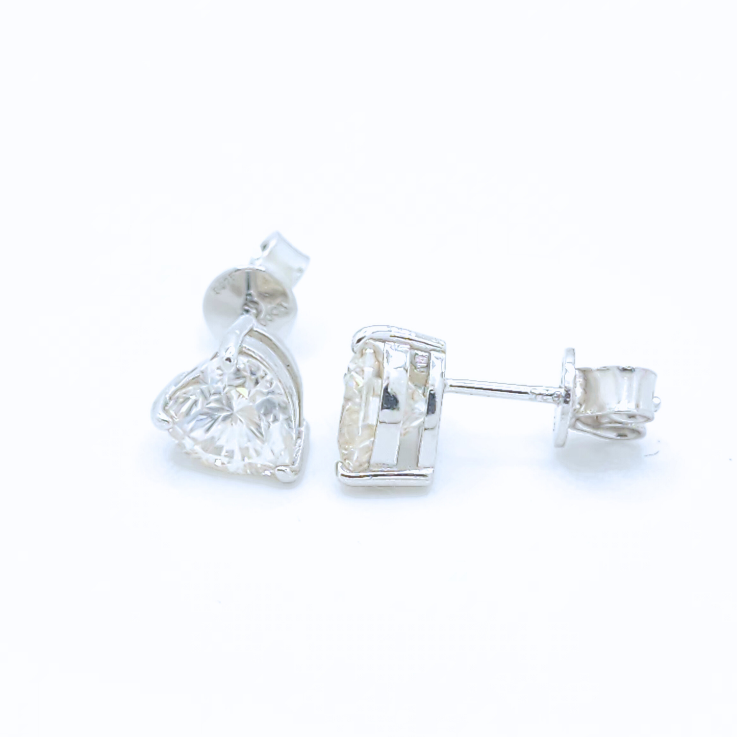 Moissanite Heart Cut Stud Earrings