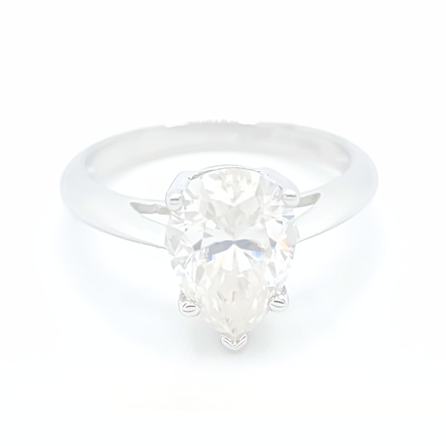 2ct Moissanite Pear Engagement Solitaire Ring