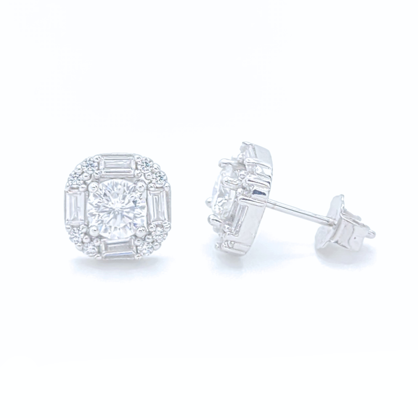 Moissanite Earrings Cluster Studs