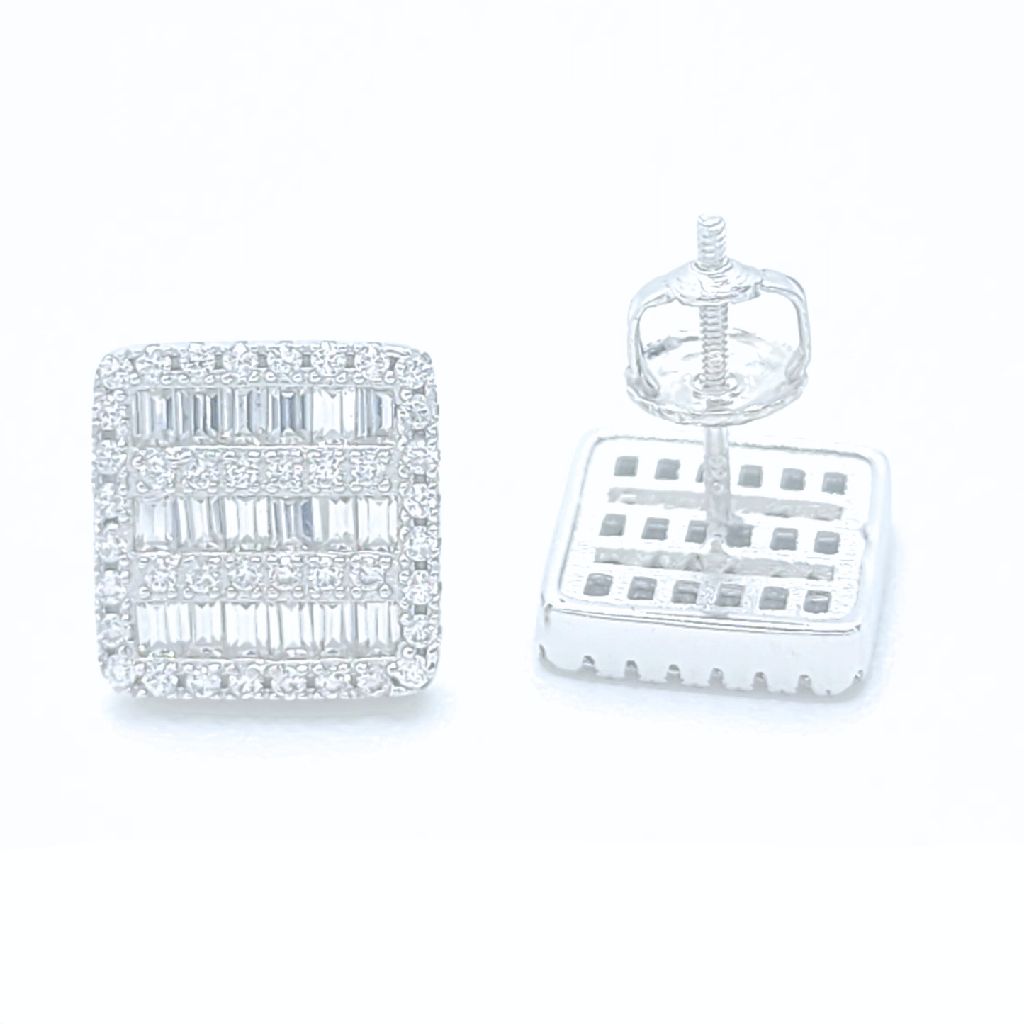 Moissanite Baguette Pavé Earrings