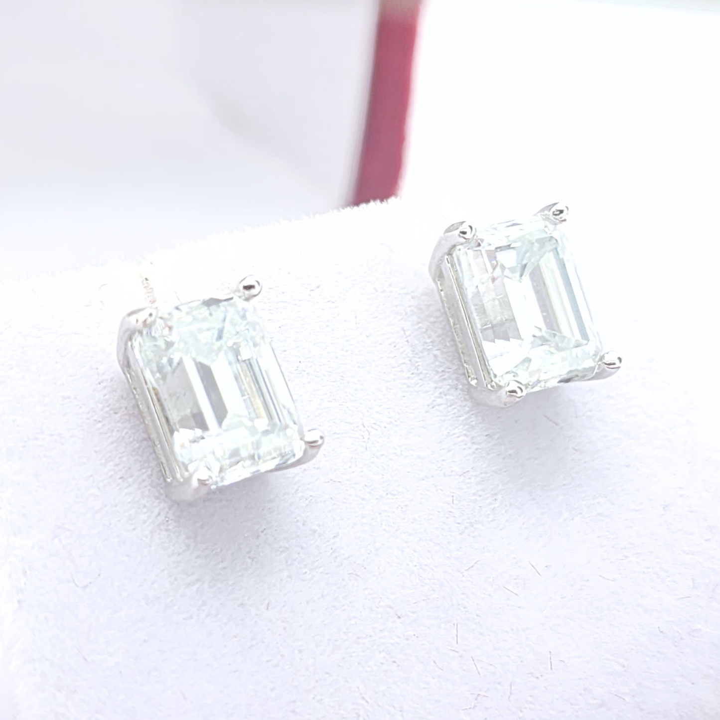 Moissanite Emrald Stud Earrings