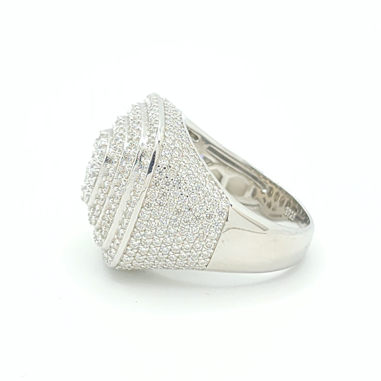 Moissanite Triple Halo Pavé Ring