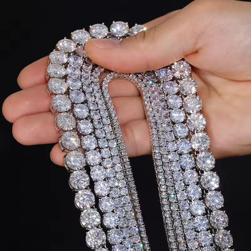 Moissanite Silver Tennis Chains (All Size)