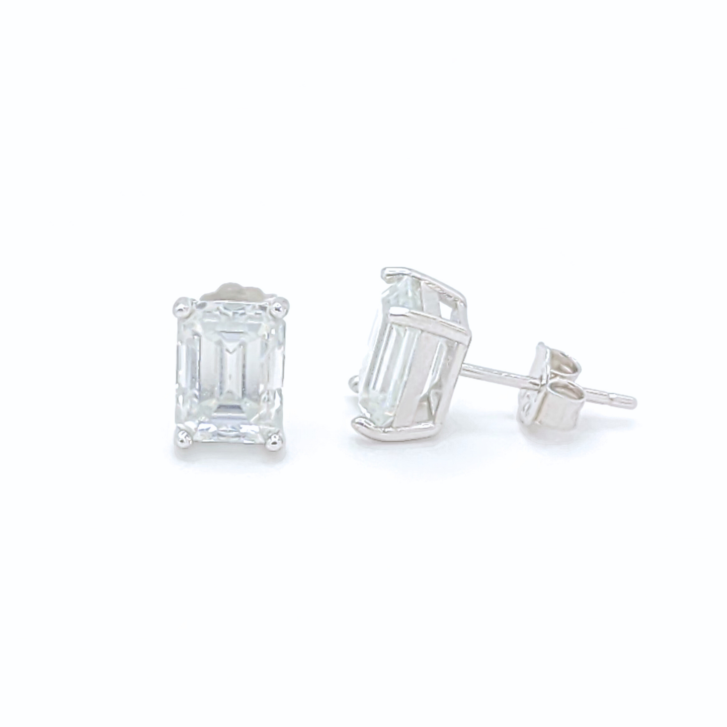 Moissanite Emrald Stud Earrings