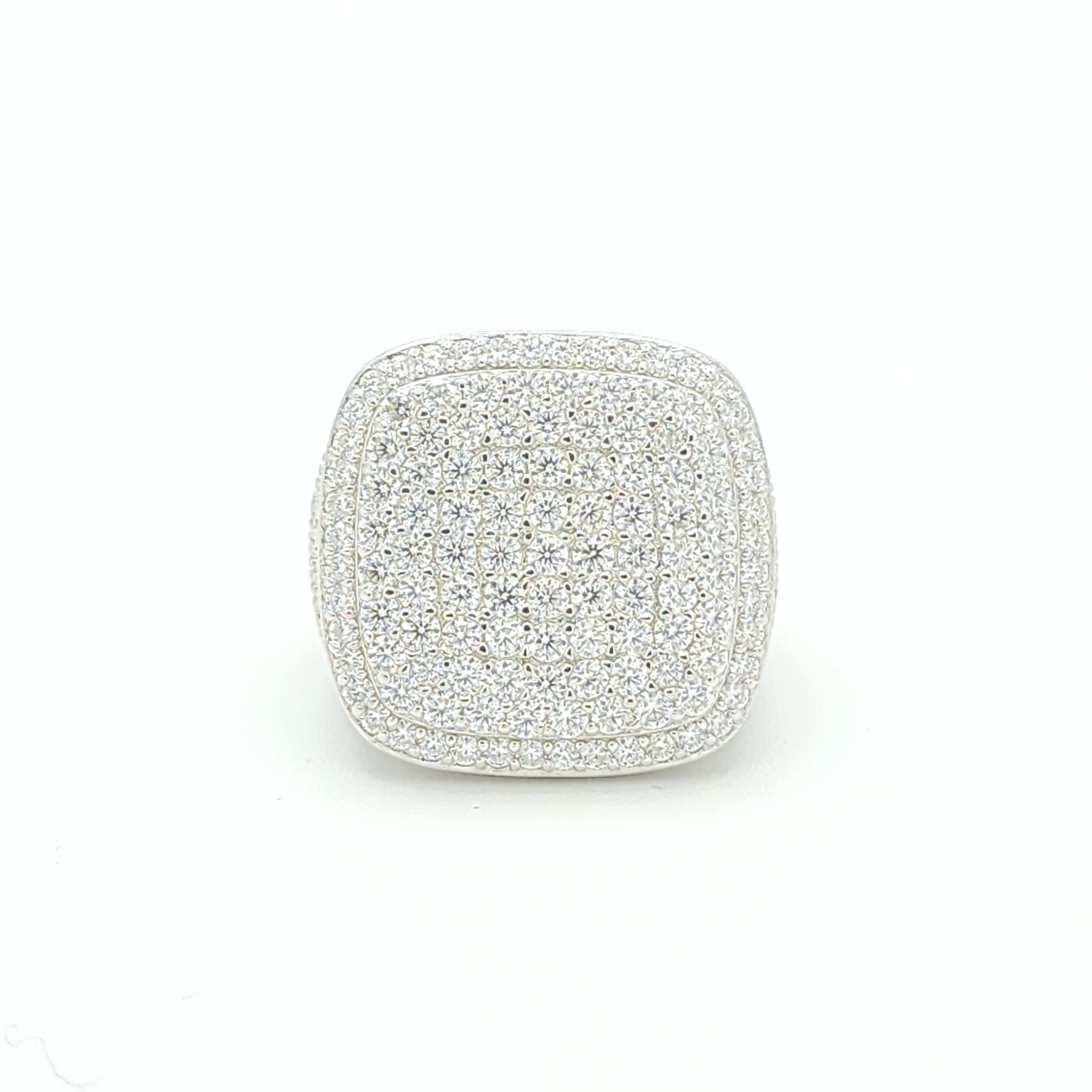 Moissanite Square Pavé Cluster Ring