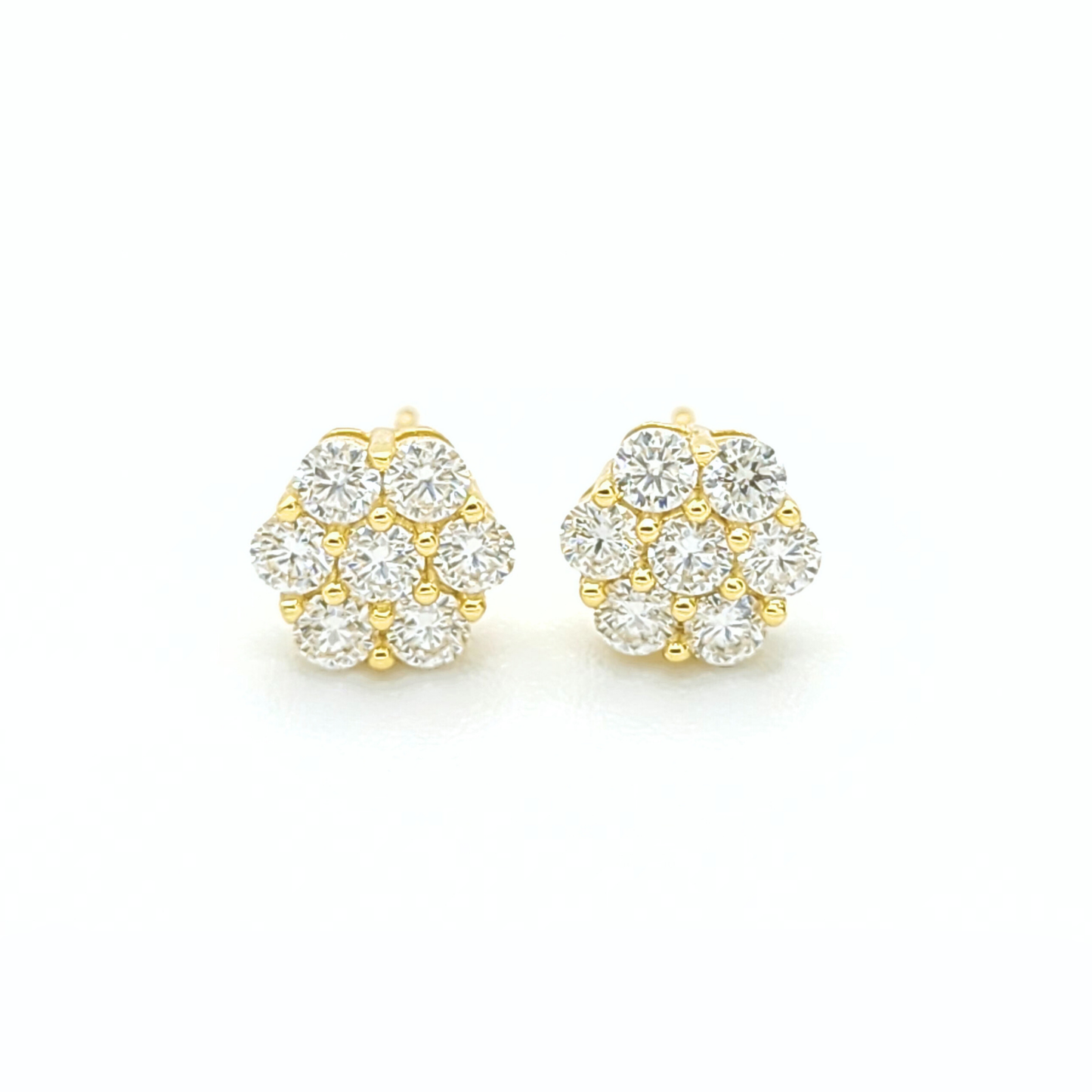 Moissanite Sparkling Flower Cluster Earrings