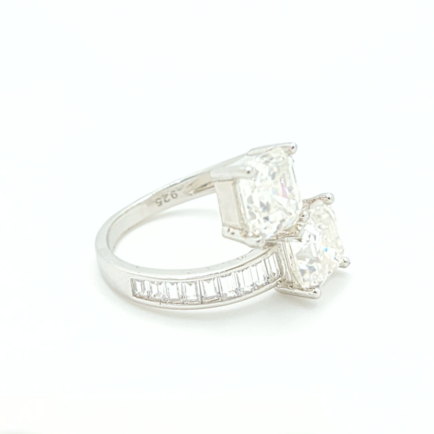 Moissanite Twin Asscher Ring