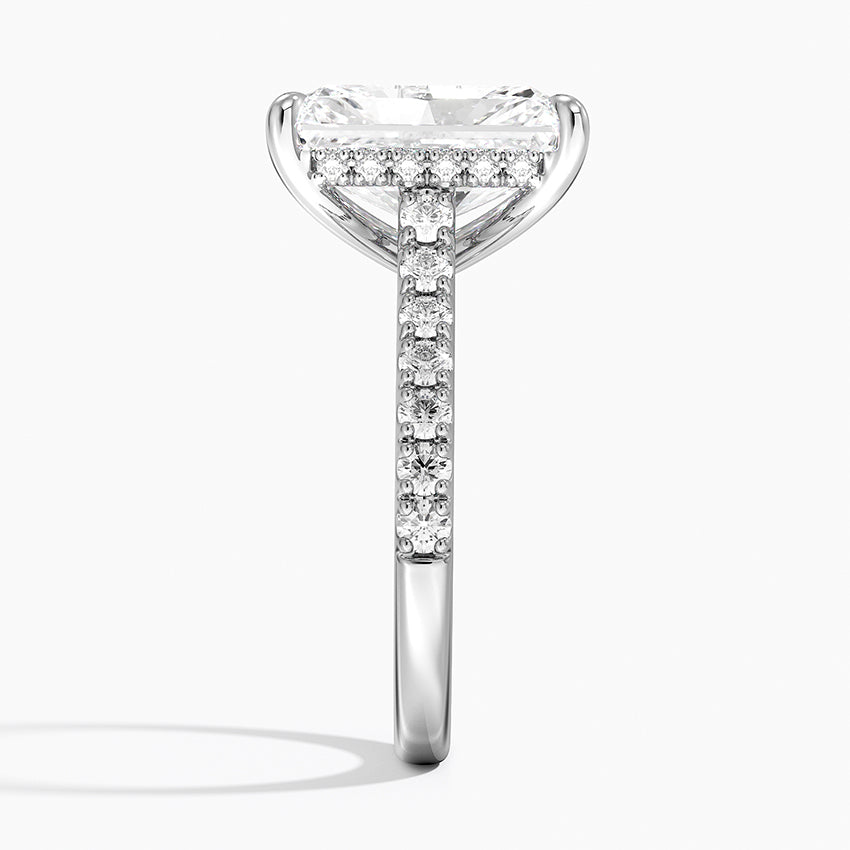 Radiant Cut Hidden Halo Engagement Ring 14k White Gold