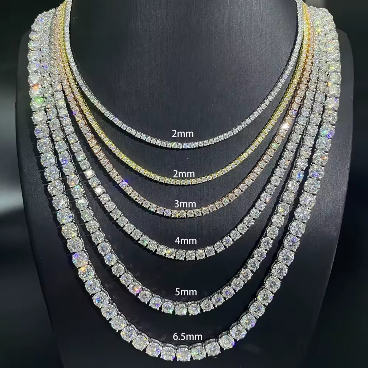 Moissanite Silver Tennis Chains (All Size)