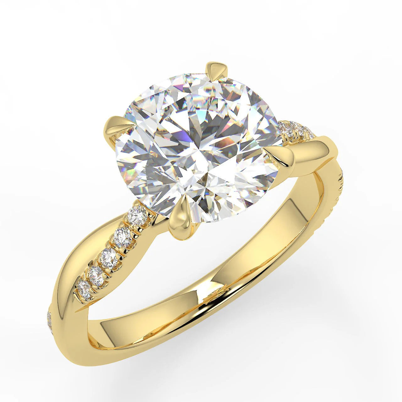 10k Gold Round Cut Lab Diamond Spiral Ring