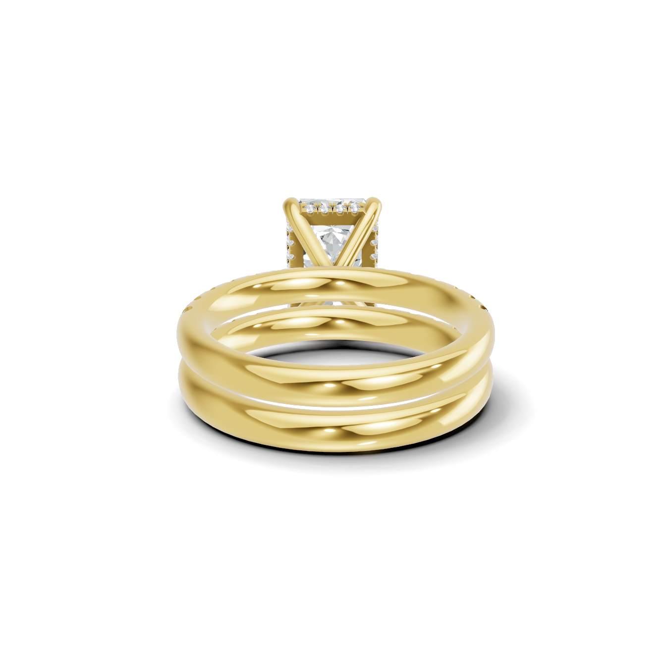 Pave Band Bridal Ring 14K Yellow Gold