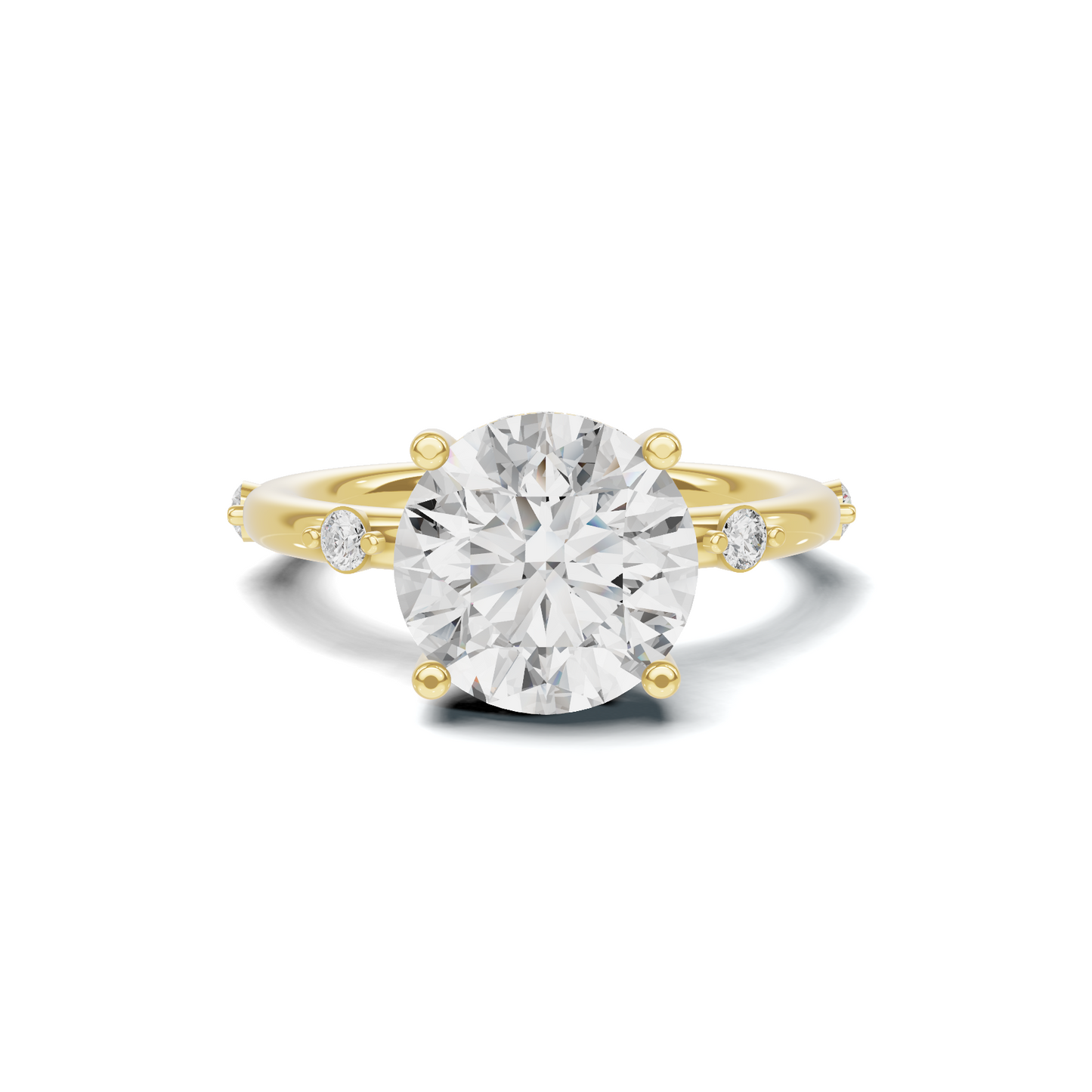 Accented Solitaire Statement Ring 14K Yellow Gold