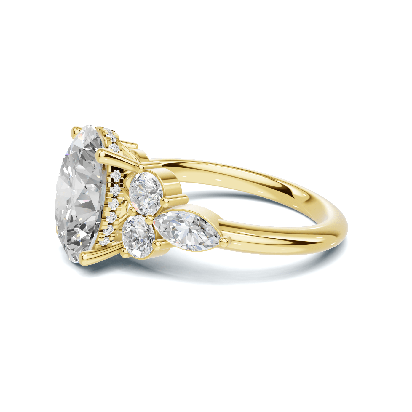 Exquisite Leaf Accent Ring 14K Yellow Gold