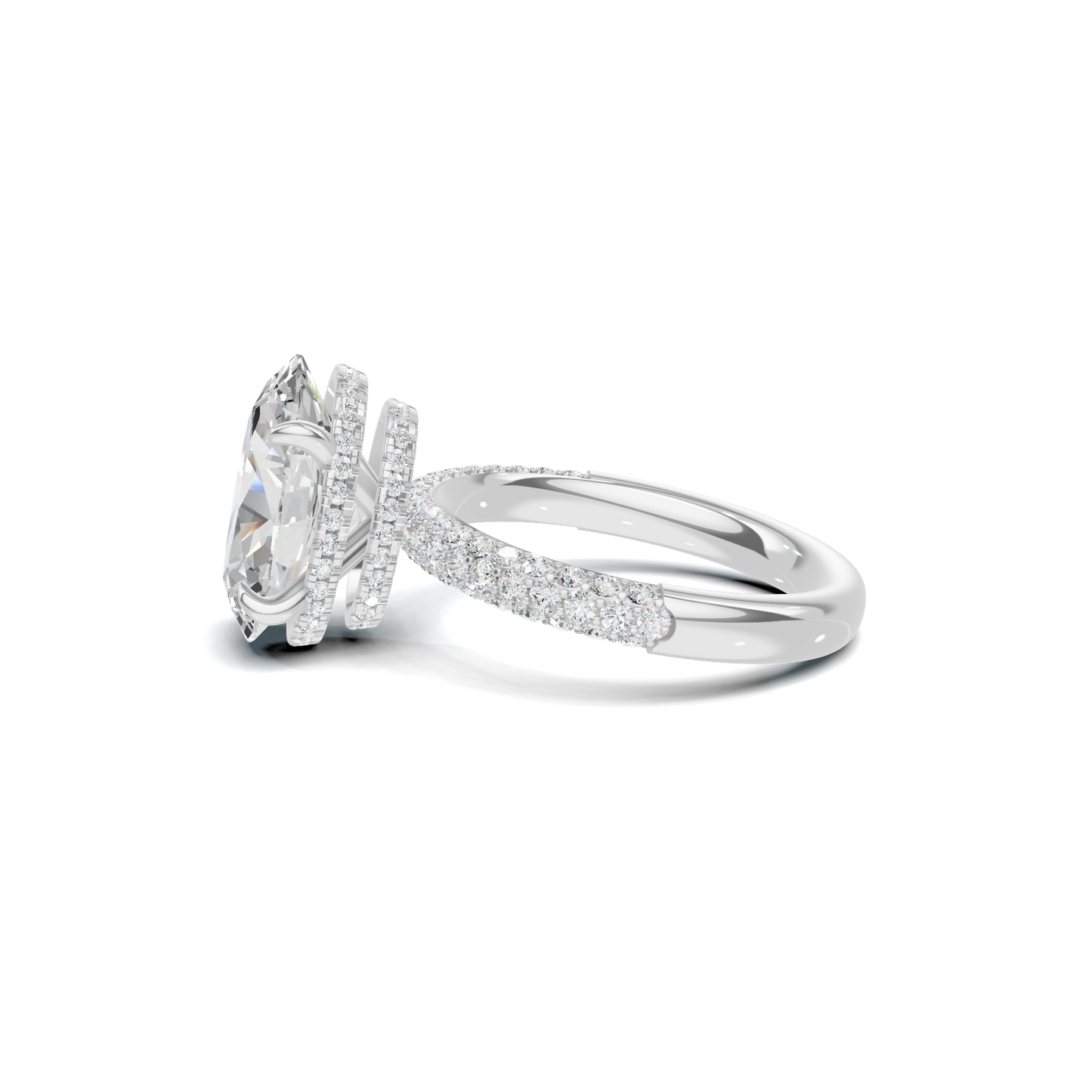 Pave Band Statement Ring 14K White Gold