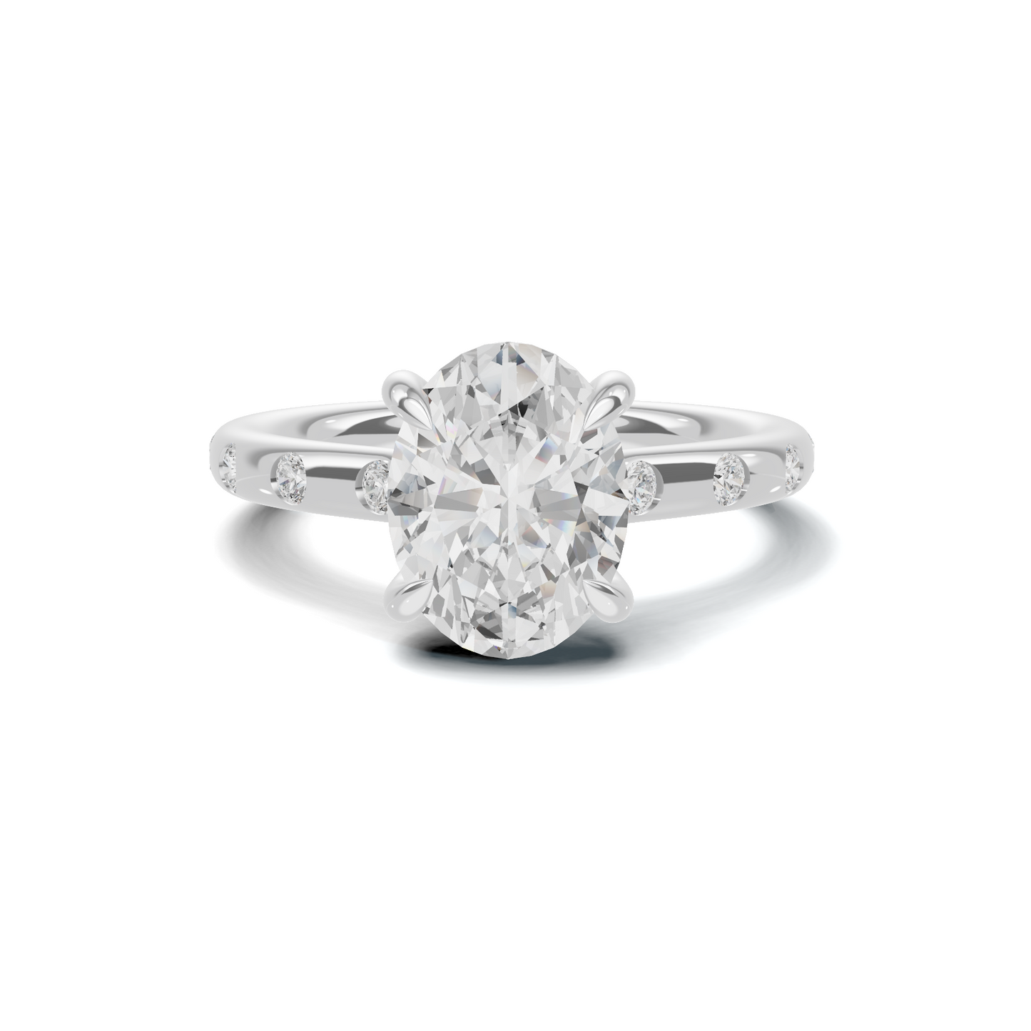 Accented Solitaire Ring 14K White Gold