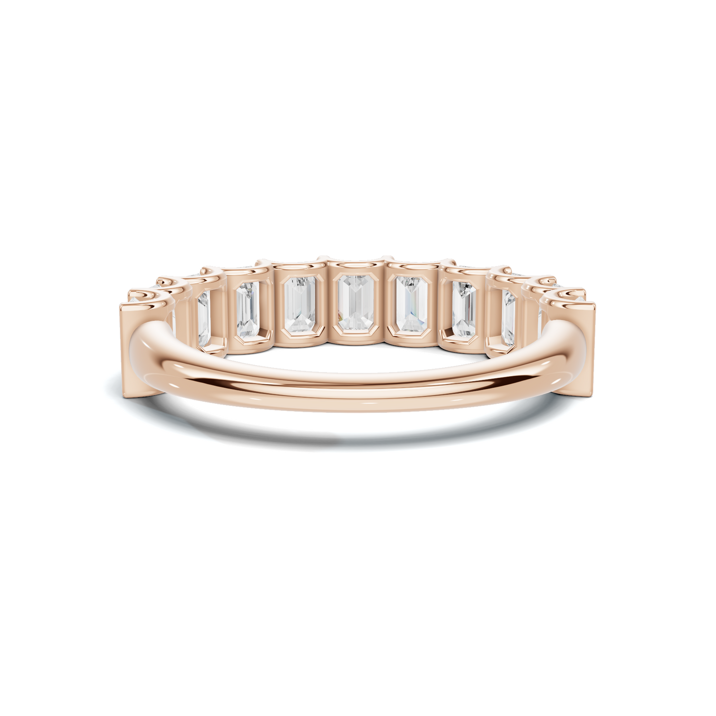 Emerald Bar Set Ring 14K Rose Gold