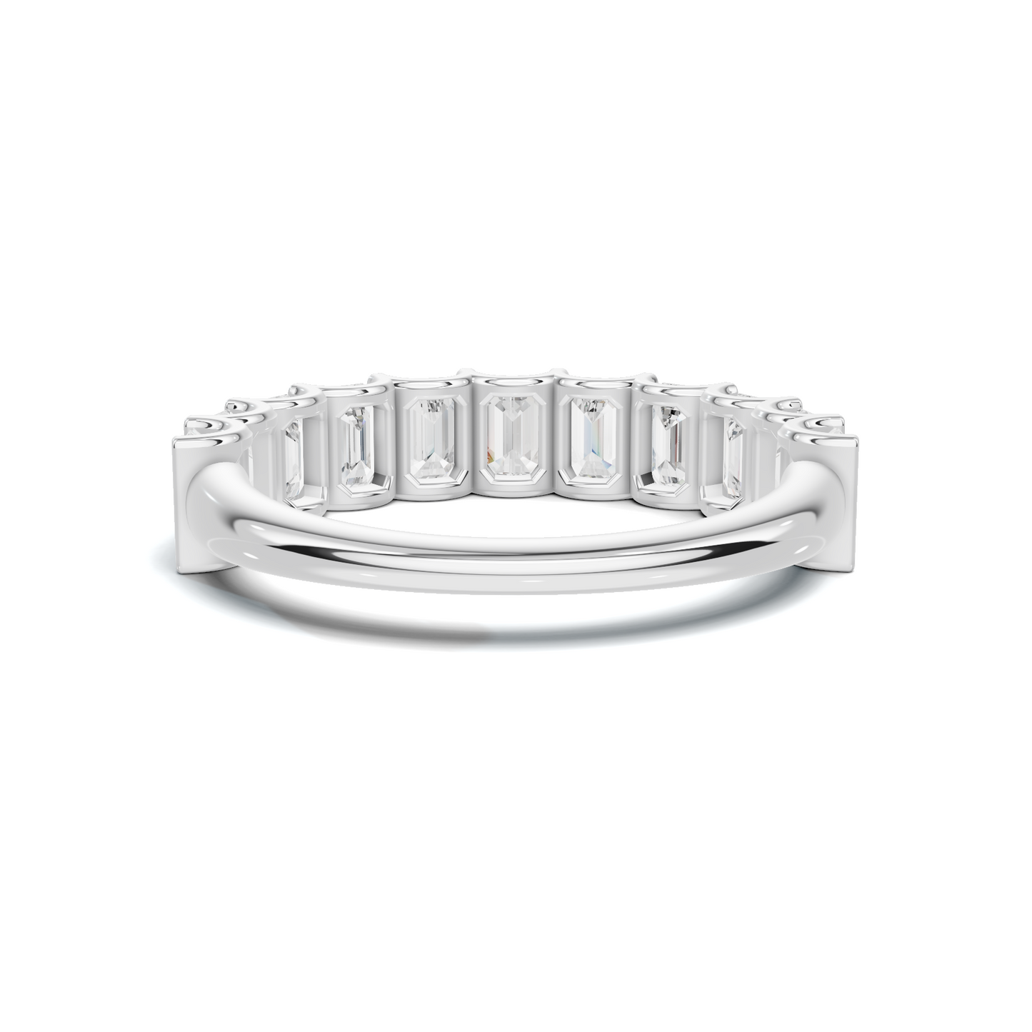Emerald Bar Set Ring 14K White Gold