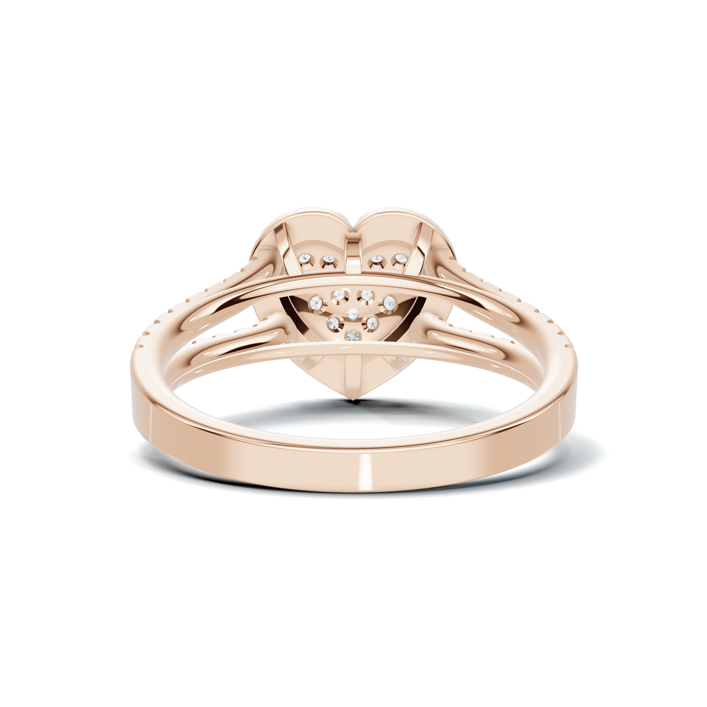Paved Heart Cluster Ring 14K Rose Gold