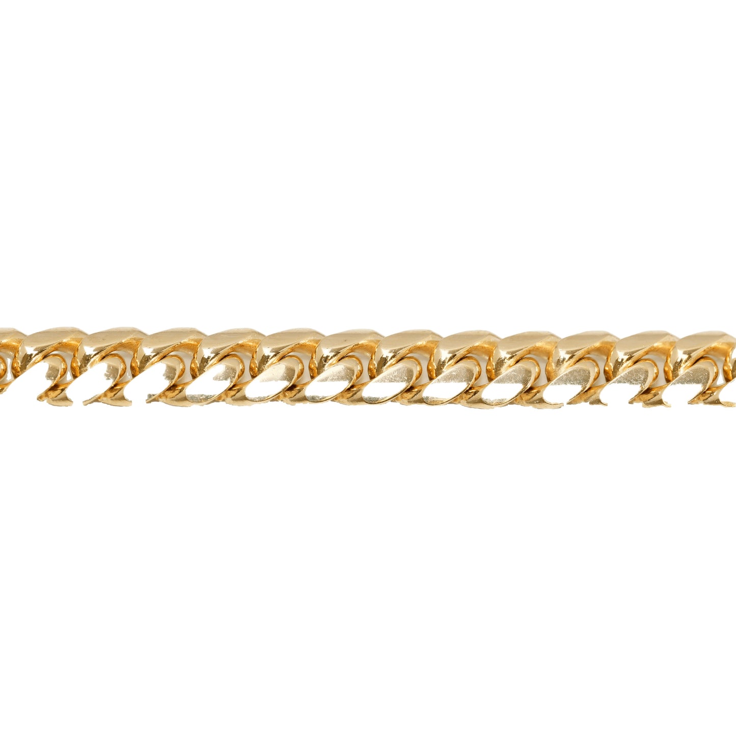 14K Yellow Gold Cuban Link Solid 7mm Bracelet