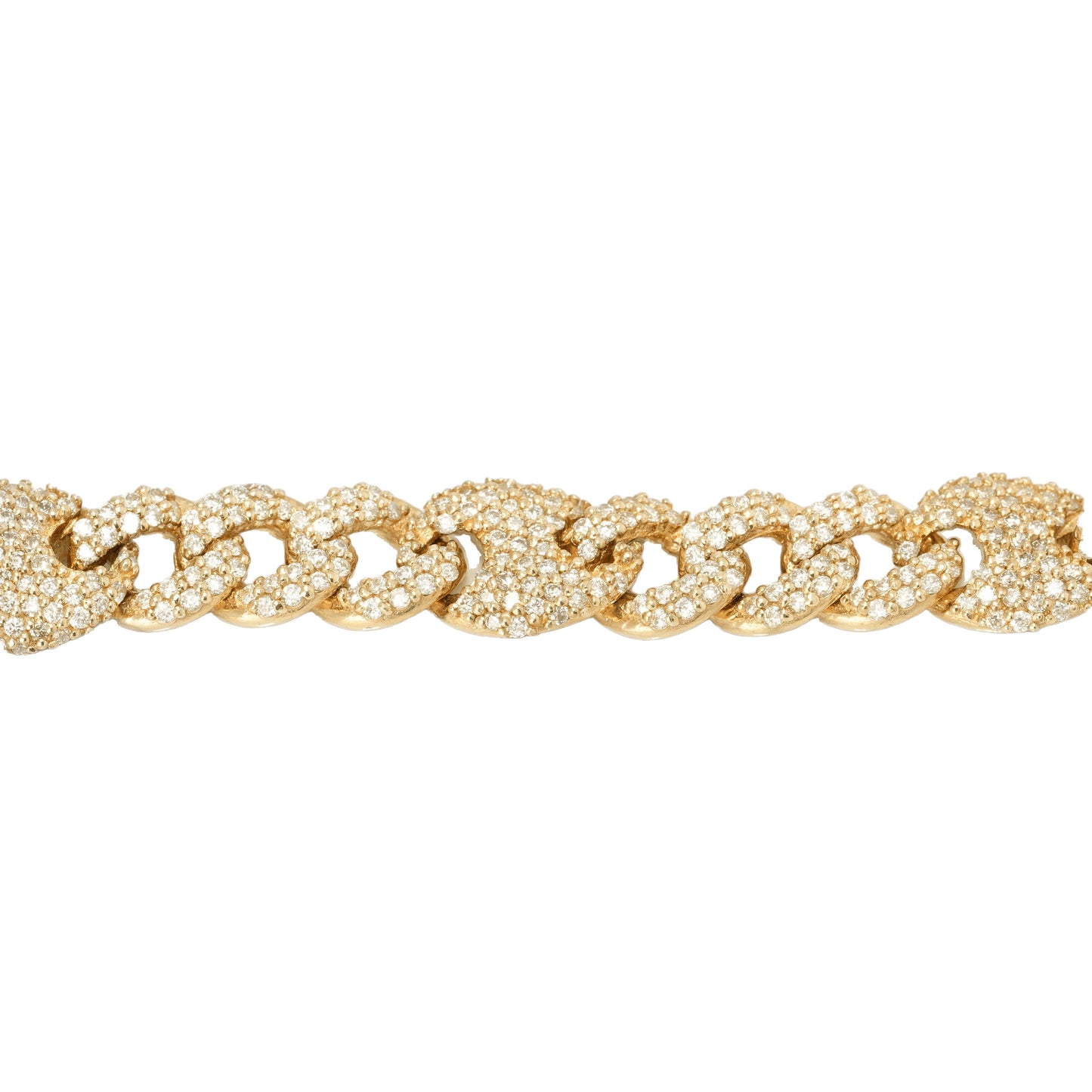 Men's Bracelet - 10K Yellow Gold Cuban Link Mixed Natural Diamond Pavé 6.15CT 9.5mm 8.5"