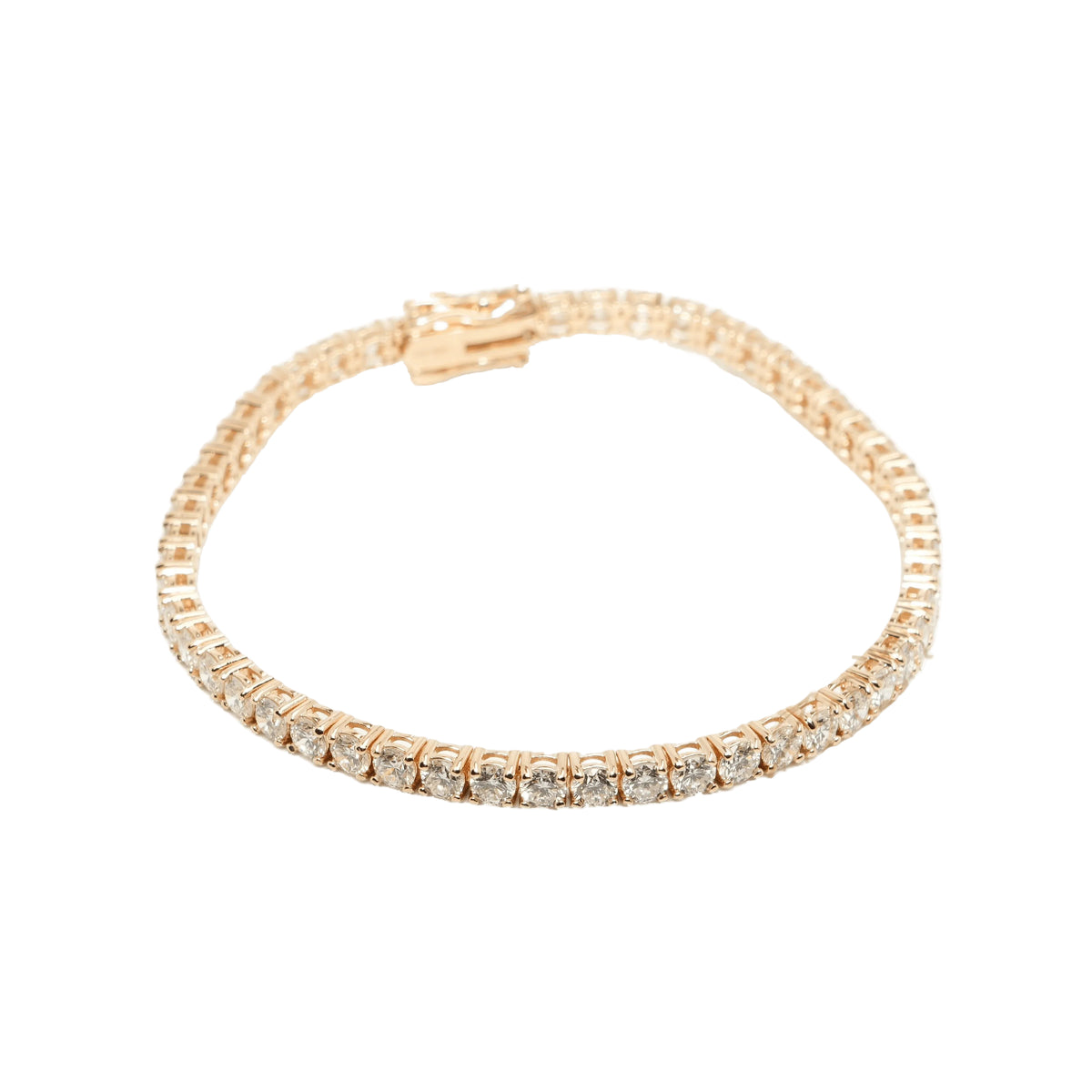 14K Yellow Gold VVS Lab Diamond Tennis 6.50TCW Round Brilliant Cut 3.5mm Bracelet