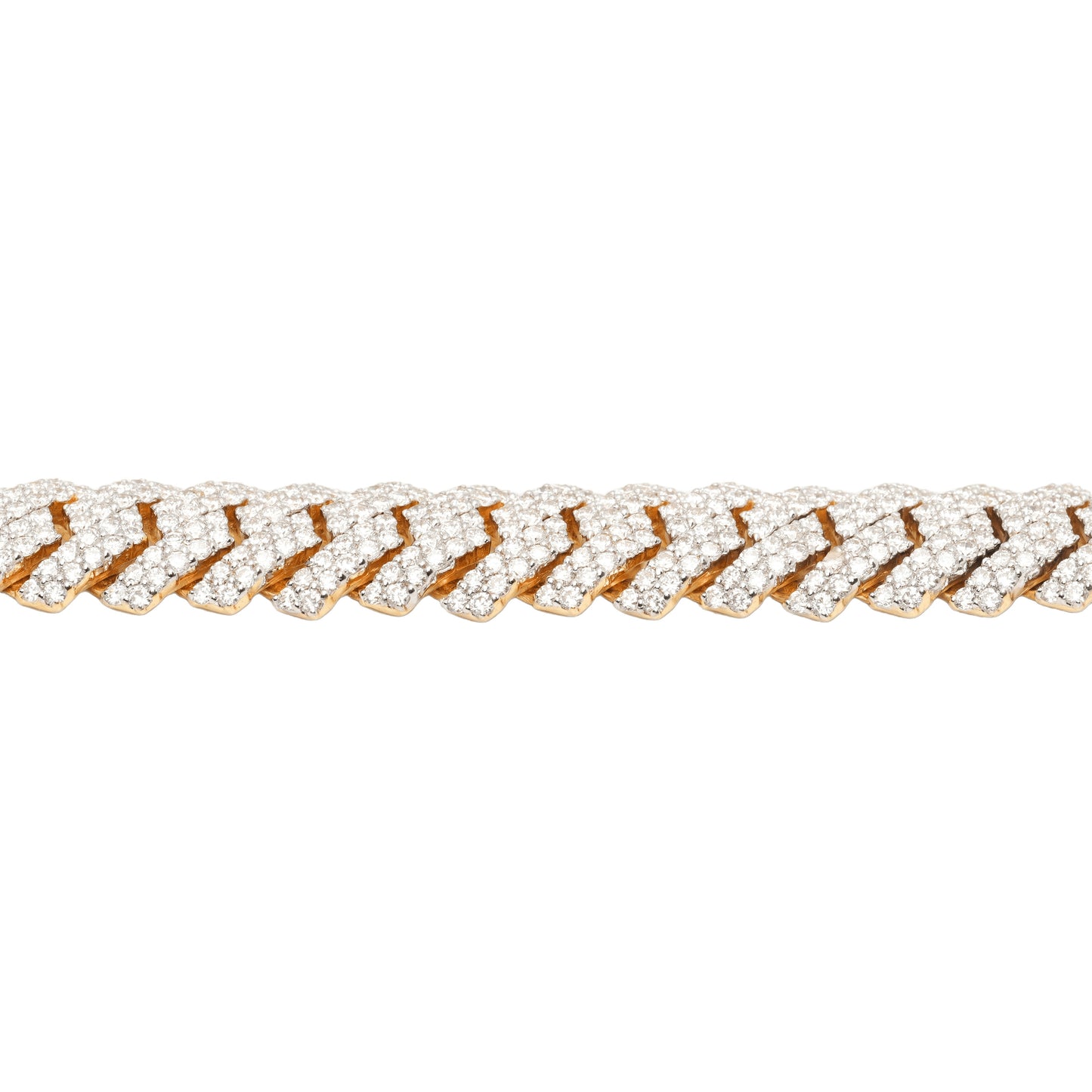 10K Two-Tone Yellow & White Gold Cuban Link Lab Diamond Pavé VVS 12.10CTW 11.5mm Bracelet