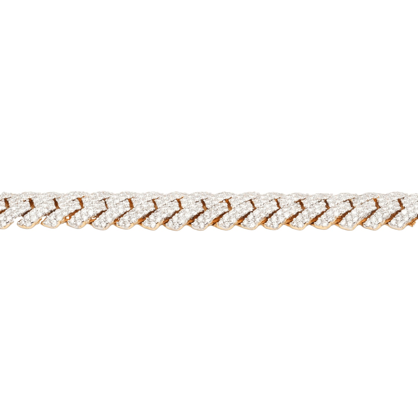10K Two-Tone Yellow & White Gold Cuban Link Lab Diamond Pavé VVS 6.11CTW 8.5mm Bracelet