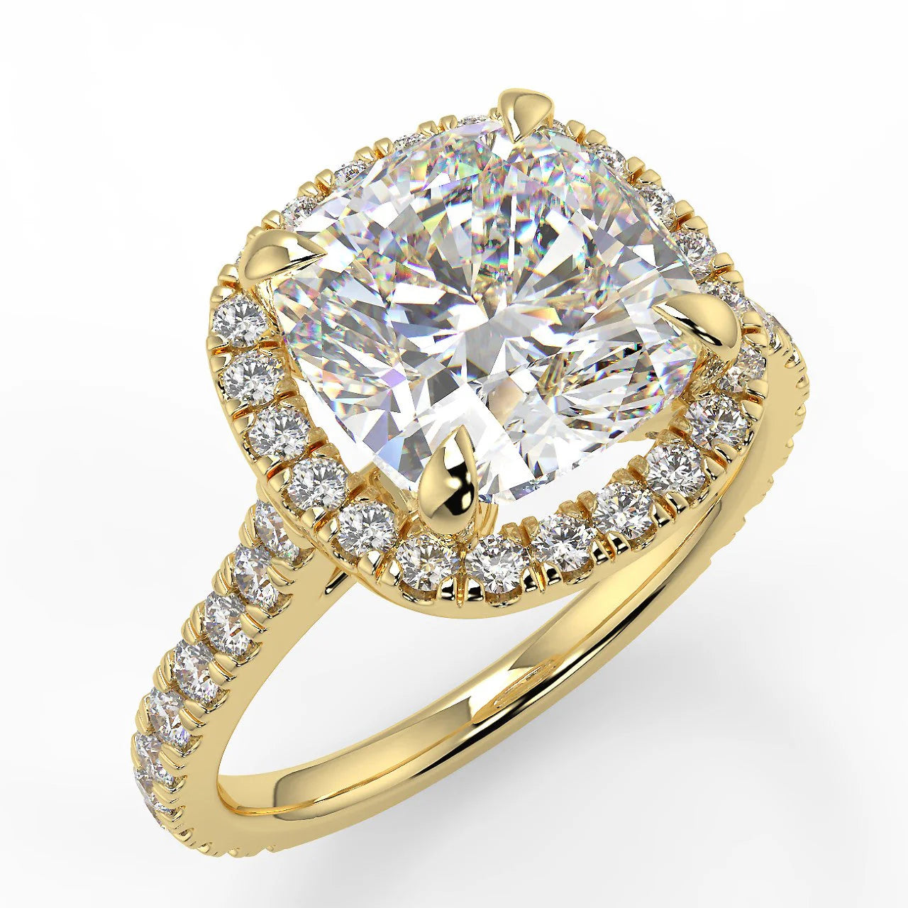 10k Gold Cushion Cut Lab Diamond Halo Ring