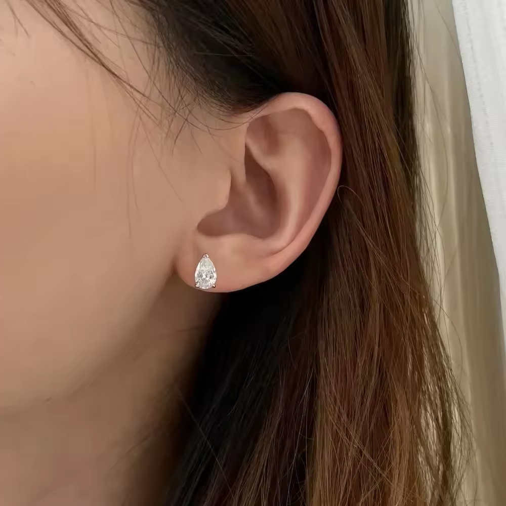 Moissanite Pear Stud Earrings