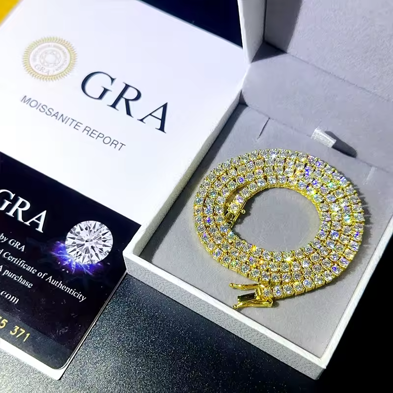 Moissanite Silver Tennis Chains (All Size)