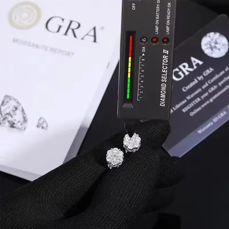 Moissanite Sparkling Flower Cluster Earrings