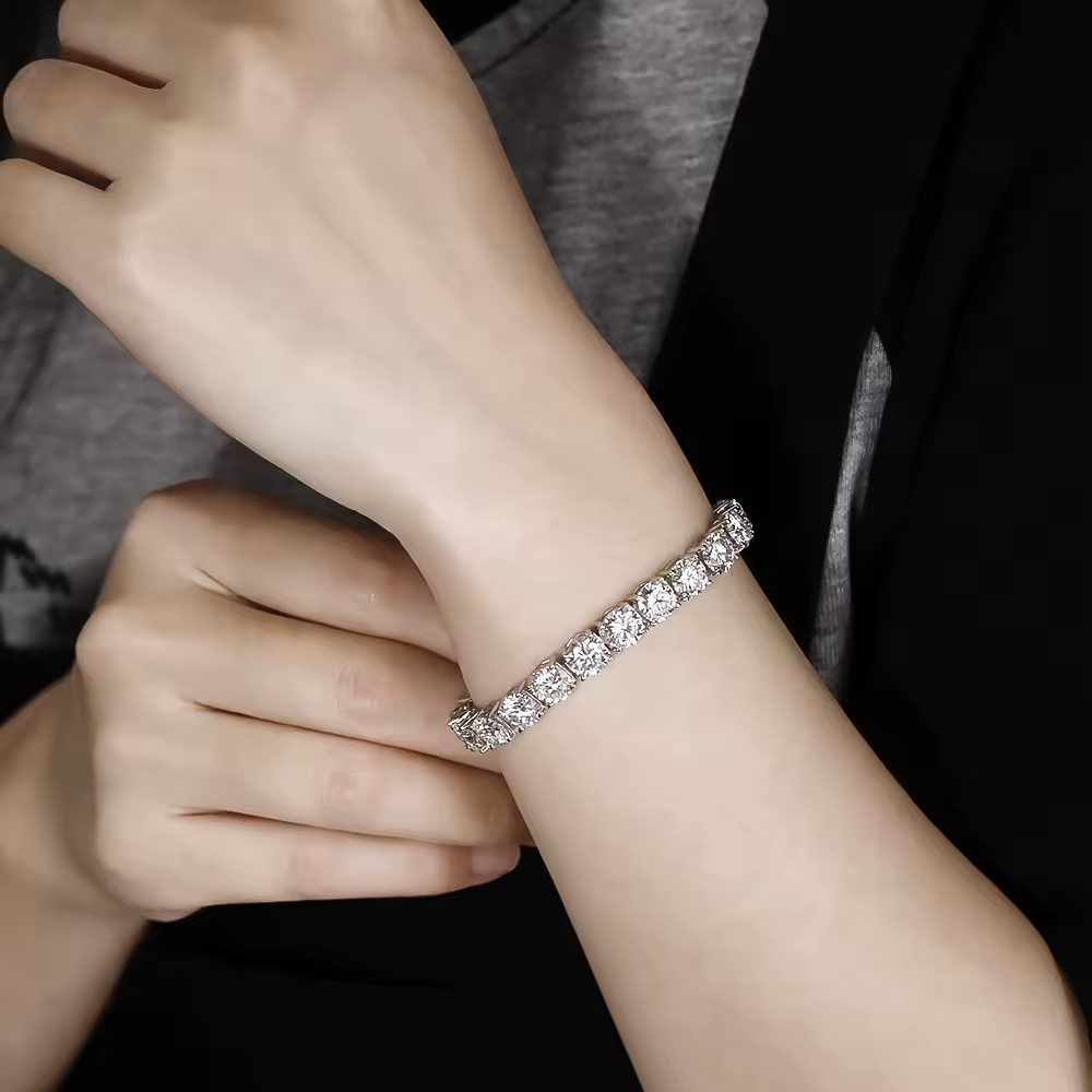 Moissanite Silver Tennis Bracelets (All Size)