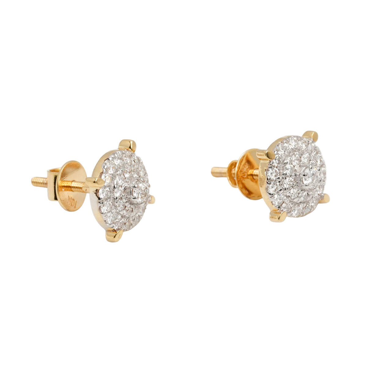 10k Two-Tone Gold Lab Diamond Circle Screw-Back Stud Earrings 0.61CT VVS