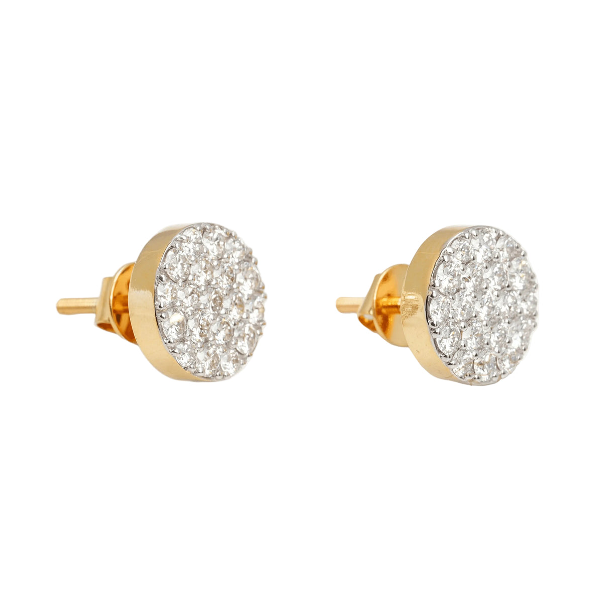 10k Two-Tone Gold Lab Diamond Circle Screw-Back Stud Earrings 1.29CT VVS