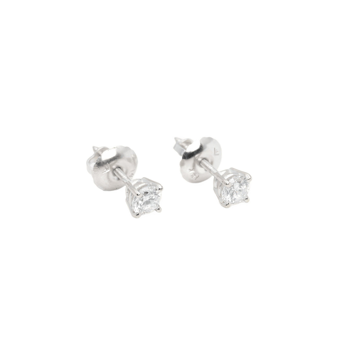 14k White Gold Lab Diamond Round Brilliant Screw-Back Stud Earrings 0.30TCW VVS