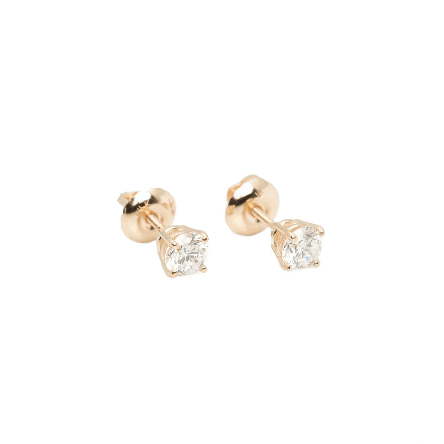 14k Yellow Gold Lab Diamond Round Brilliant Screw-Back Stud Earrings 0.50TCW VVS