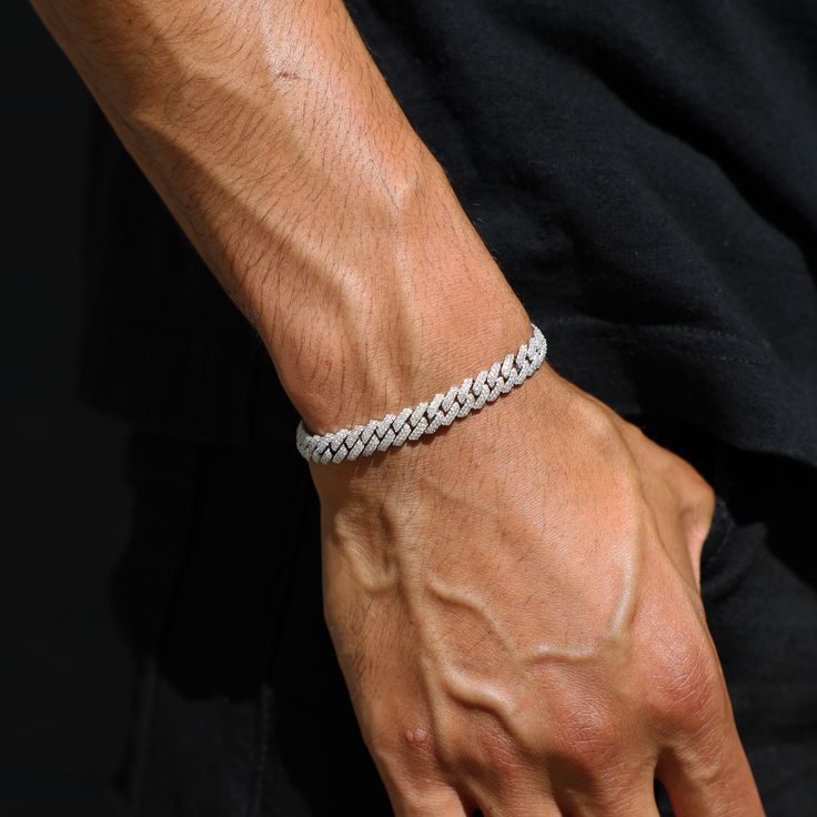 Moissanite Silver Cuban Bracelets (All Size)