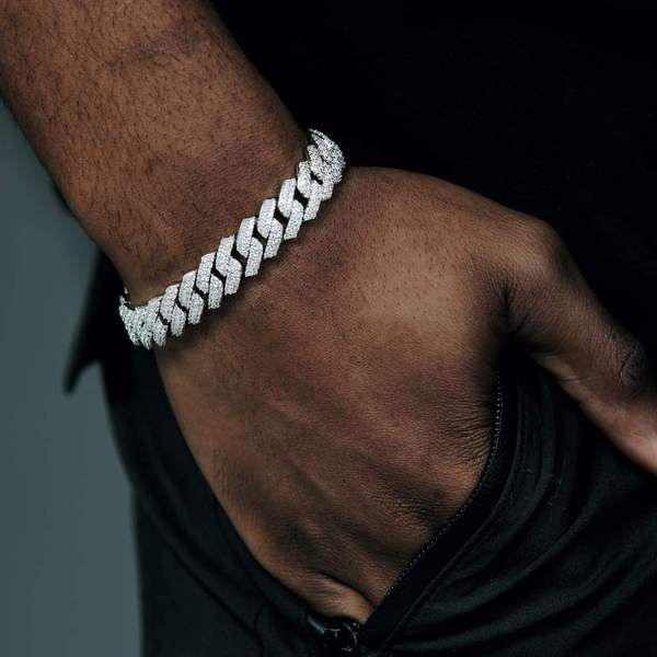 Moissanite Silver Cuban Bracelets (All Size)
