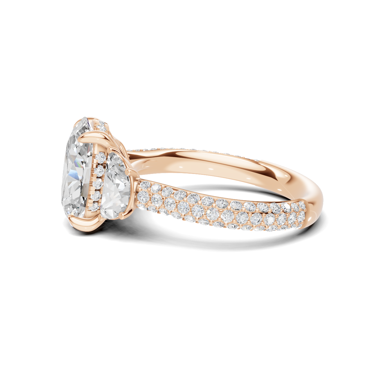 Three Stone Pave Ring