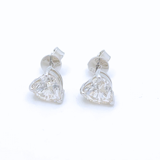Moissanite Heart Cut Stud Earrings