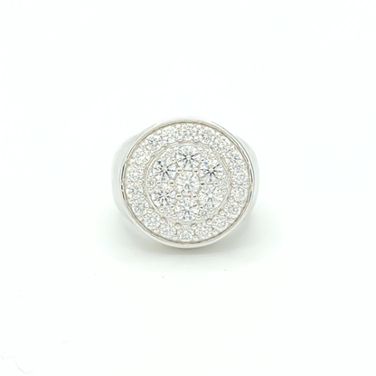 Moissanite Round Pavé Cluster Ring