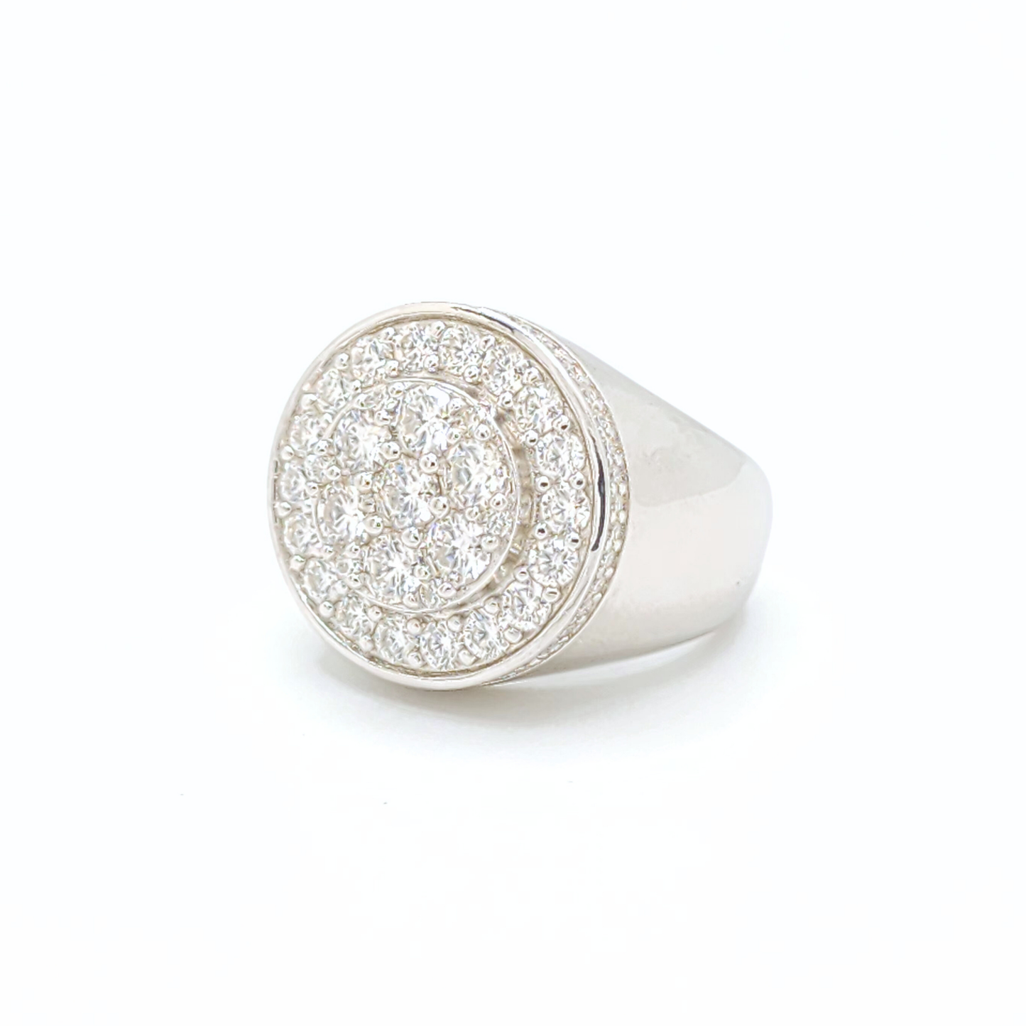 Moissanite Round Pavé Cluster Ring