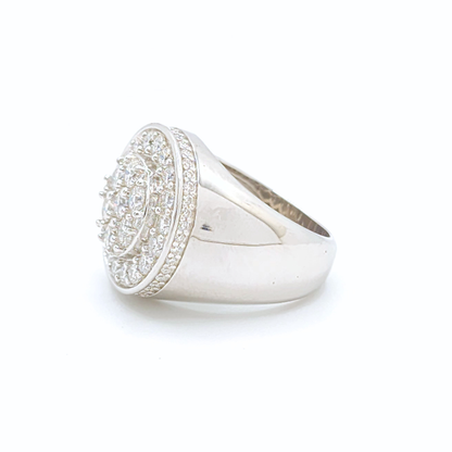 Moissanite Round Pavé Cluster Ring